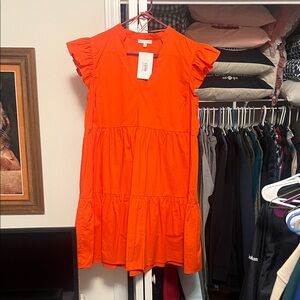 Flying Tomato Bold Orange Poplin Mini Dress